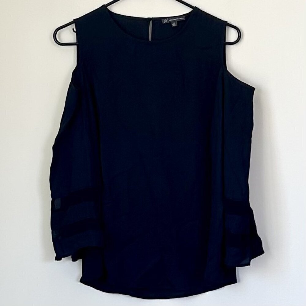 Adrianna Papell Black Cold Shoulder Blouse - Size: Medium